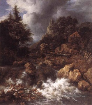 Chute d’eau dans un paysage nordique montagneux Jacob Isaakszoon van Ruisdael Peinture à l'huile